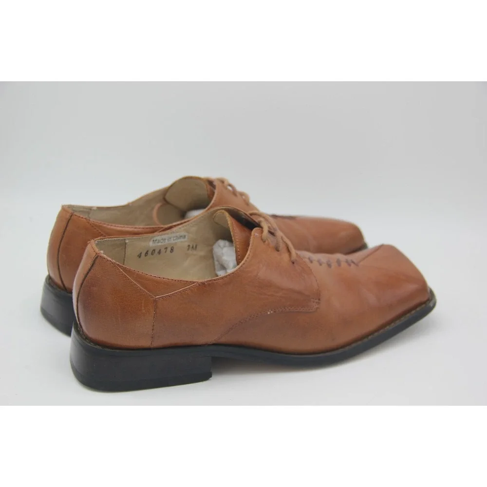 Giorgio V Dress Shoe Mens 7M Brown Leather Lace Up Square Toe Oxford